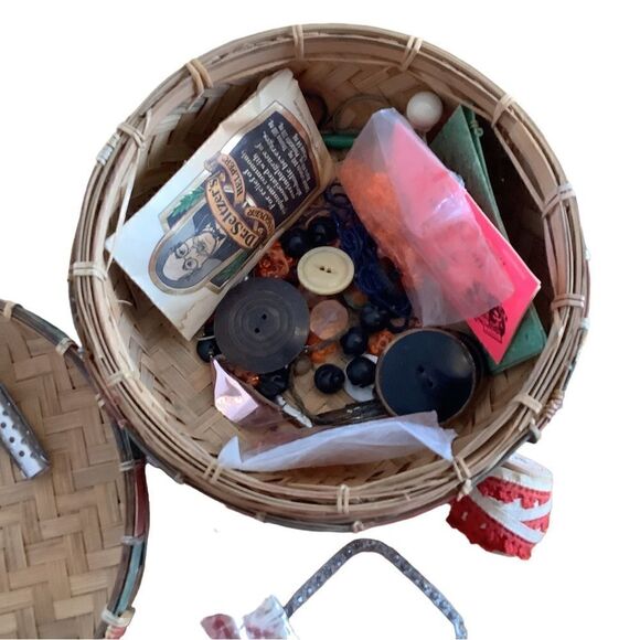 Antique Sewing Basket and Contents - Picture 8 of 10